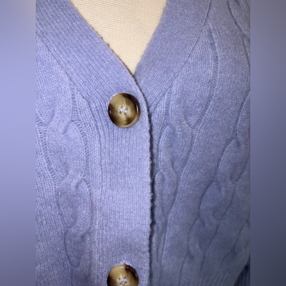 Zara Lilac Purple V Neck Cable Knit Cardigan - Picture 3 of 5